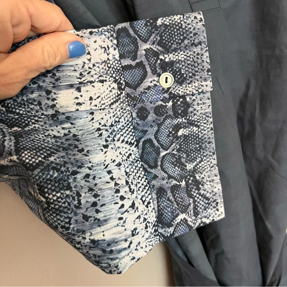 KOBI HALPERIN Sapir Tie Shirtdress Navy Size XL Shirt Dress - Picture 4 of 9